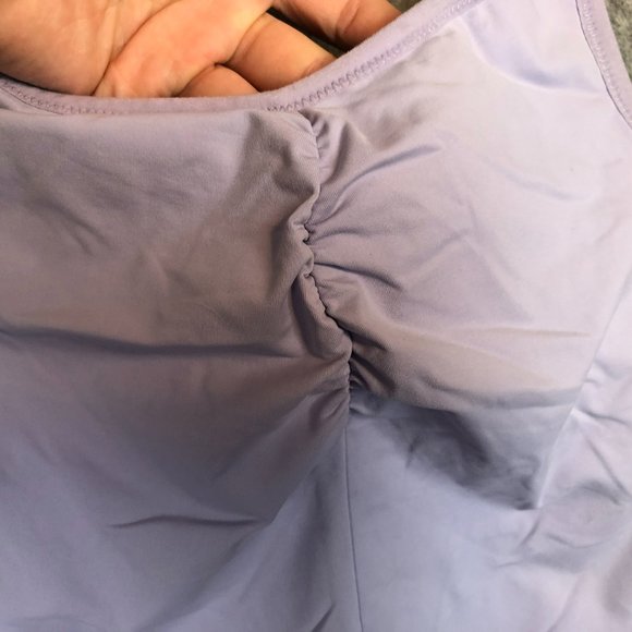 Arete Tank Top Size S Womens Blue Ruched Slim Fit Active Workout Fitted Solid - Picture 2 of 8